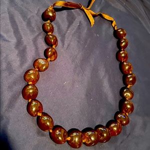 Hawaii Kukui Nut Lei Necklace, brown